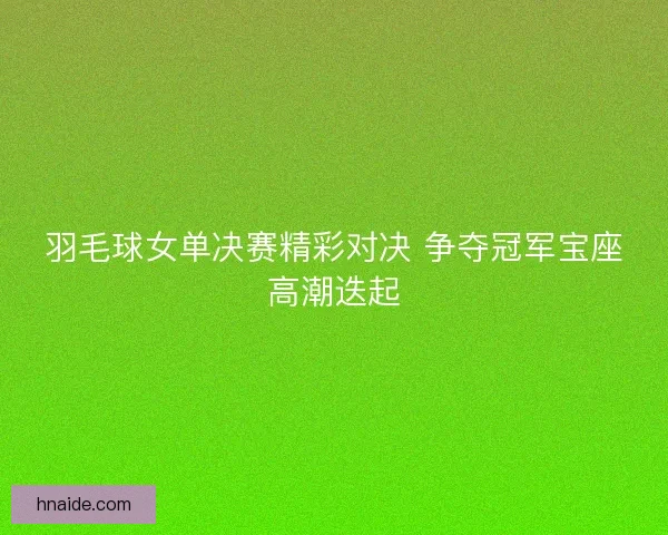 羽毛球女单决赛精彩对决 争夺冠军宝座高潮迭起 羽毛球女单决赛精彩对决 争夺冠军宝座高潮迭起